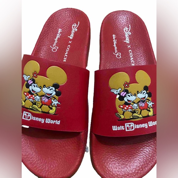 Disney X Coach Sport Slide Mickey Mouse & Minnie Mouse Motif Women’s NWOB Size 6 - Picture 7 of 8
